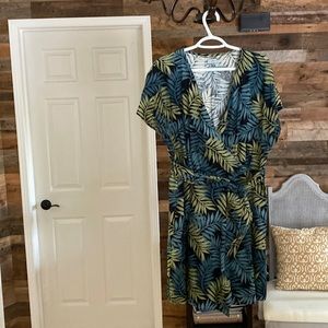 Leaf covered linen dress